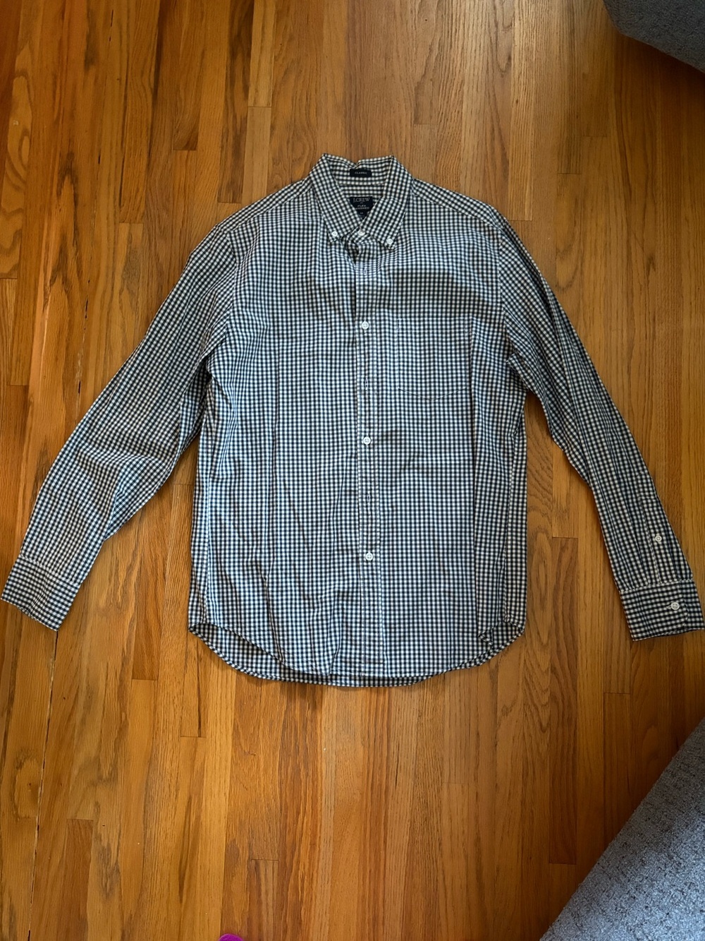 J. Crew Black and White Gingham Button-Down Shirt